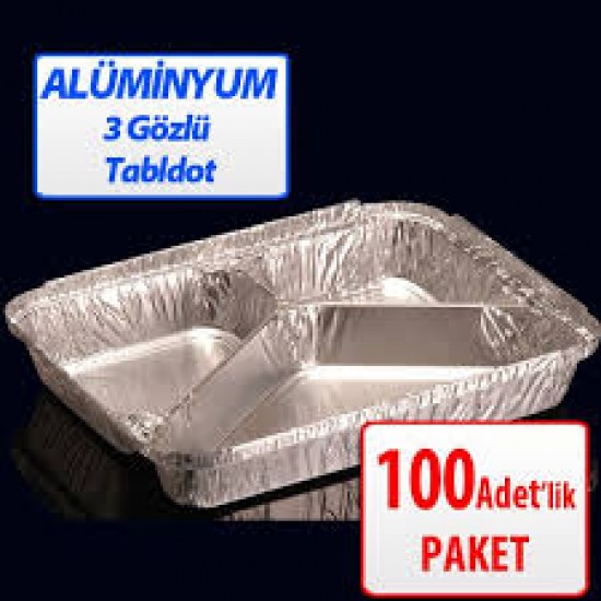 ALÜMİNYUM 3 GÖZ KASE 100 ADET-KAPAKLI