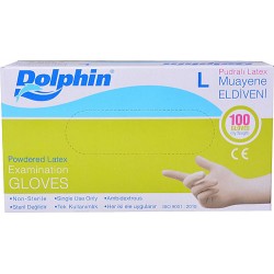 DOPLHİN PUDRALI LATEKS MUAYENE ELDİVENİ -L- 1 PAKET DOPLHİN PUDRALI LATEKS MUAYENE ELDİVENİ -L- 1 PAKET