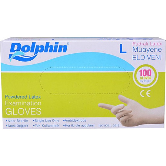 DOPLHİN PUDRALI LATEKS MUAYENE ELDİVENİ -L- 1 PAKET