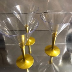 KRİSTAL MİKA GOLD AYAKLI KOKTEYL VE MARTİNİ BARDAĞI 6 LI 