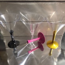 KRİSTAL MİKA PEMBE AYAKLI KOKTEYL VE MARTİNİ BARDAĞI 6 LI 