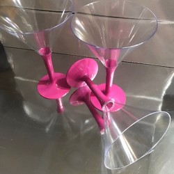 KRİSTAL MİKA PEMBE AYAKLI KOKTEYL VE MARTİNİ BARDAĞI 6 LI 