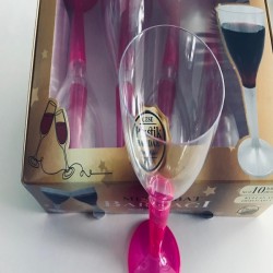 KRİSTAL MİKA PEMBE AYAKLI MEŞRUBAT VE ŞARAP BARDAĞI (KADEHİ) 10 LU