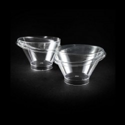 Plastik Kristal Mika Oval Kase Kapaklı 220cc 15 Adet 