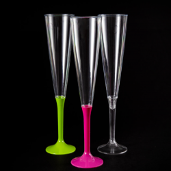 KRİSTAL MİKA PEMBE AYAKLI ŞAMPANYA KADEHİ 10 LU - PEMBE